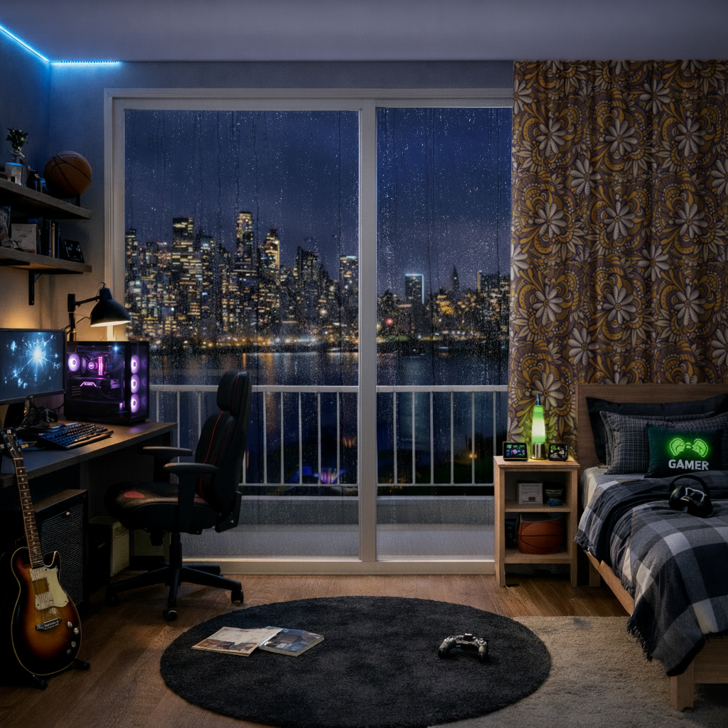 Retro Floral Doodle and Mandala Pattern Drapes