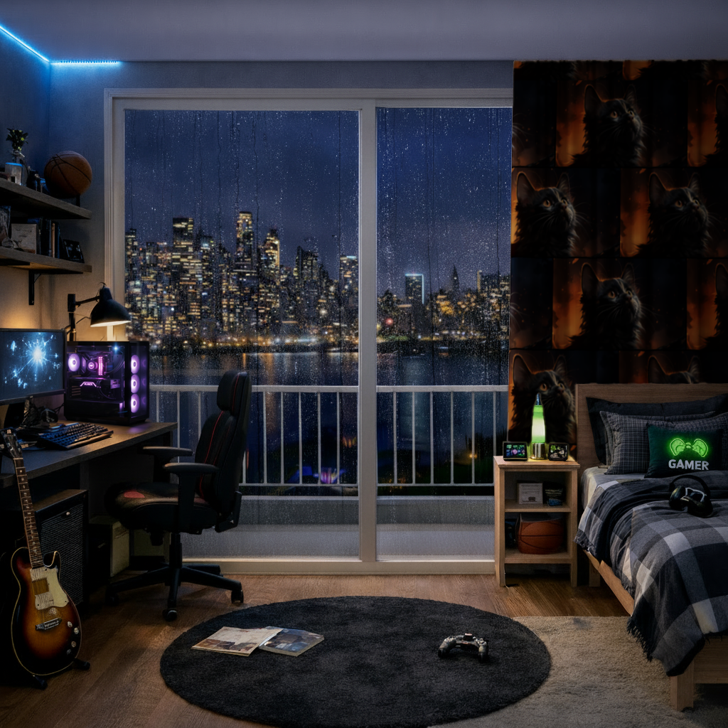 Black Cat Digital Art Drapes