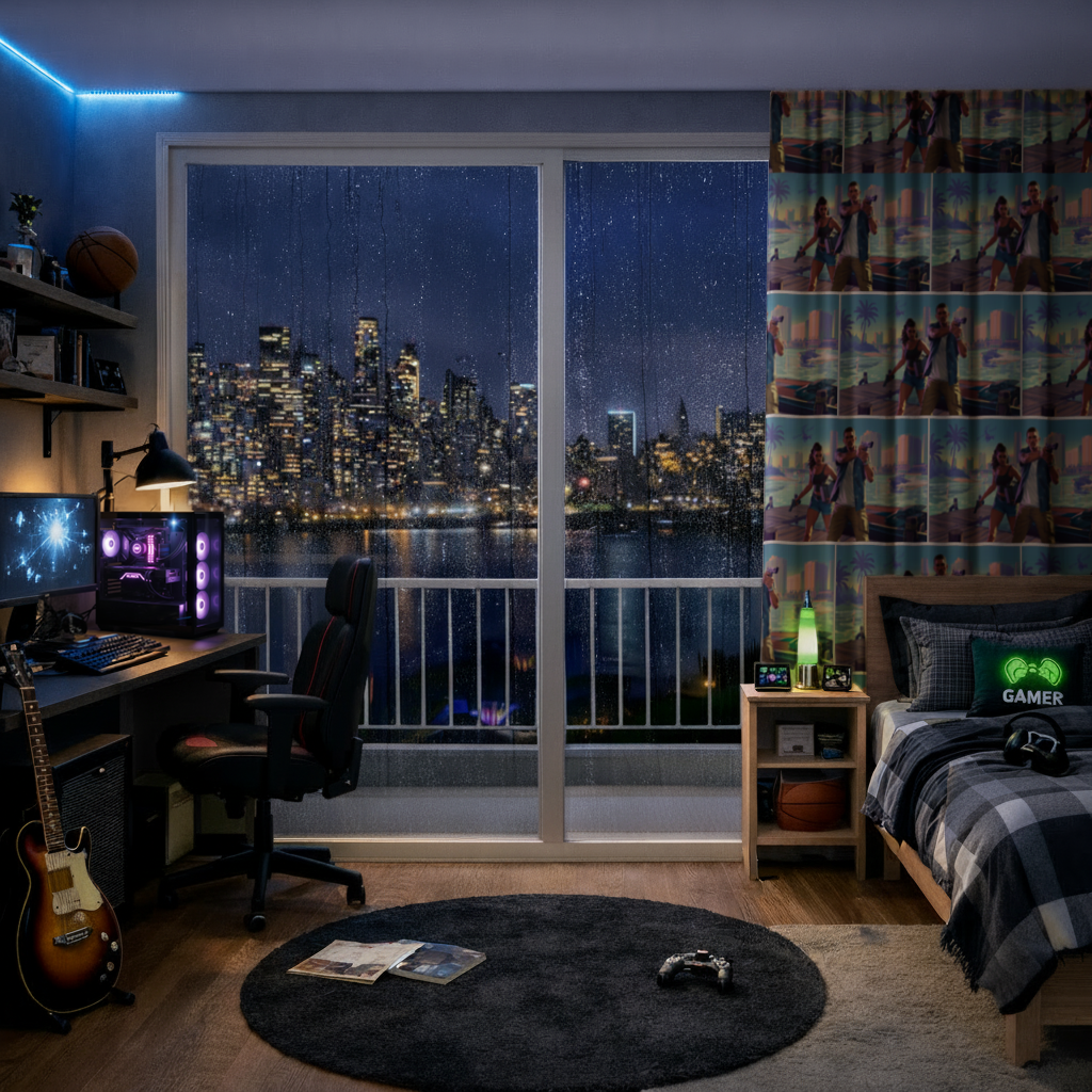 Vice City Showdown  Tropical Heist Duo Drapes