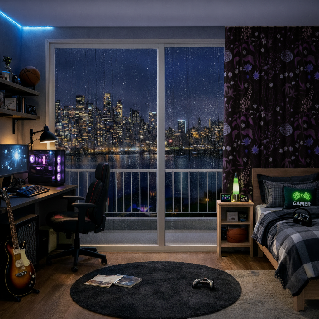 Purple Gothic Botanical Drapes