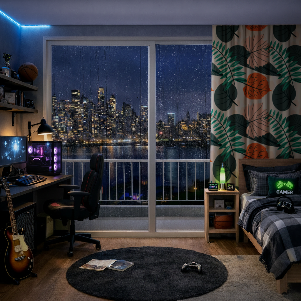 Modern Tropical Leaves Drapes