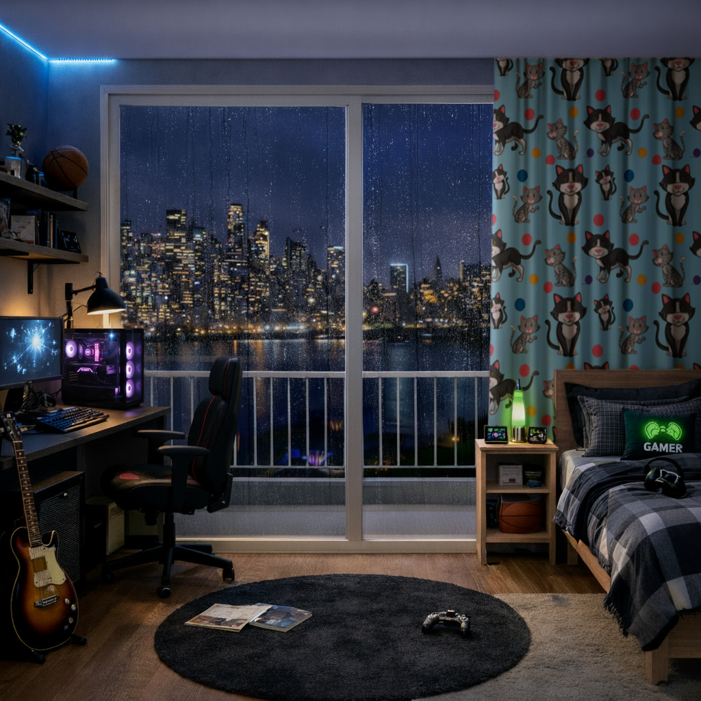 kedi tekrar deseni Fon Perde