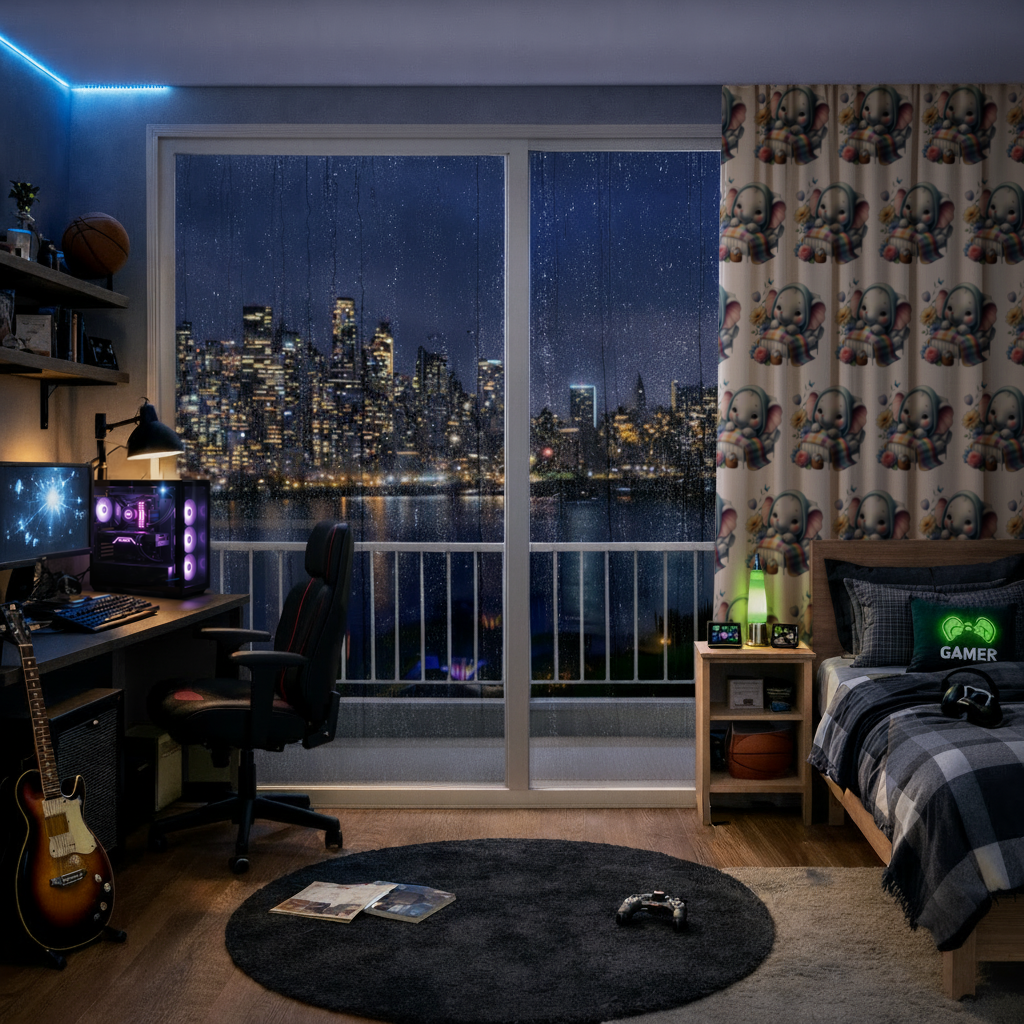 Sleeping Baby Elephant in Bed Drapes