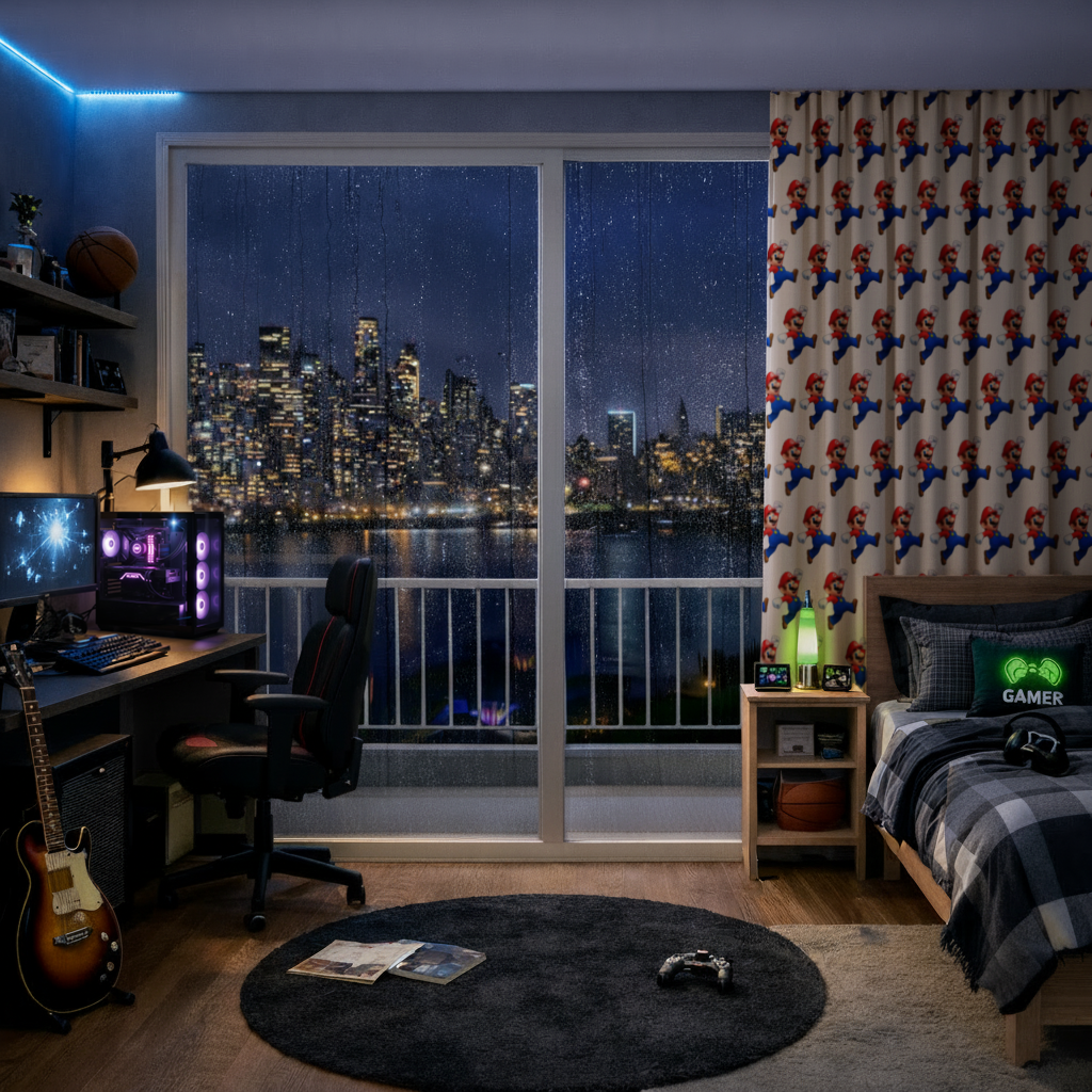 Retro Pixel Hero Design Drapes