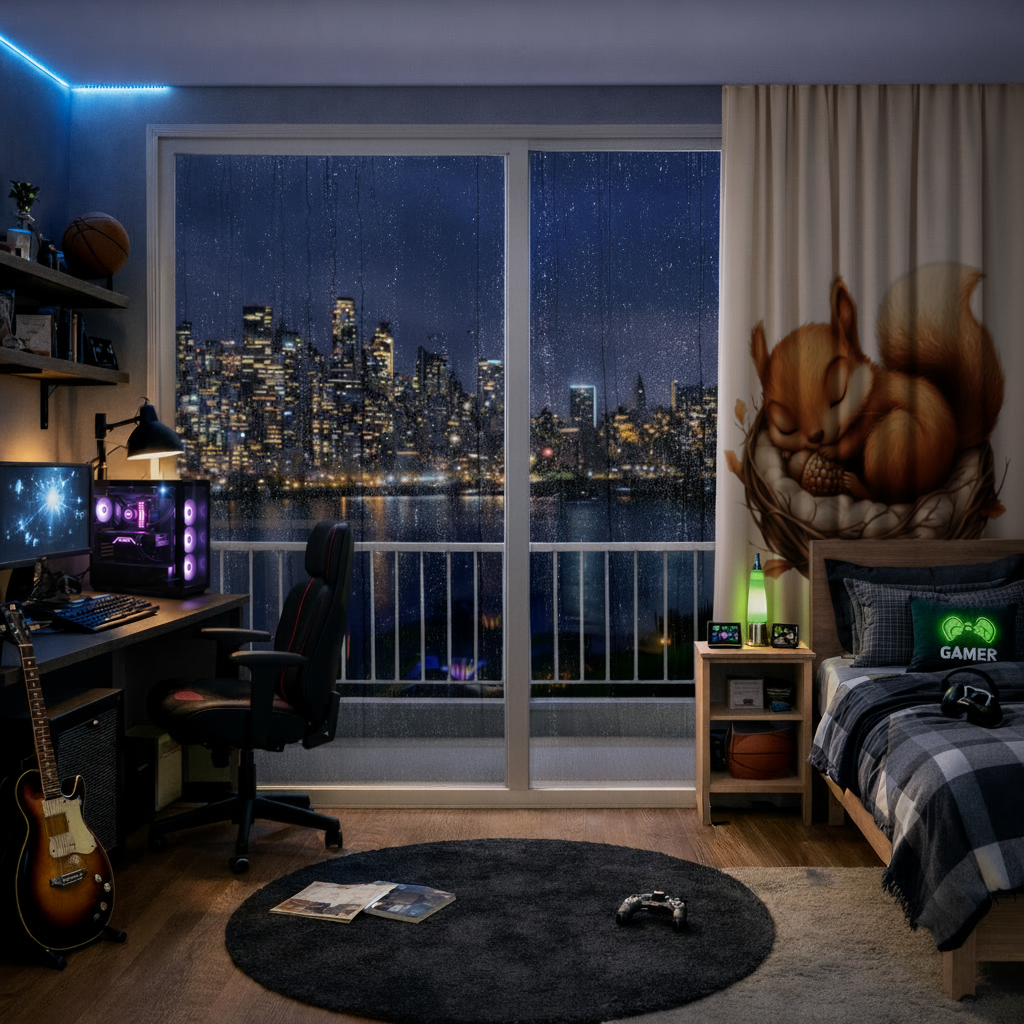 Sleeping Baby Squirrel in Nest Drapes