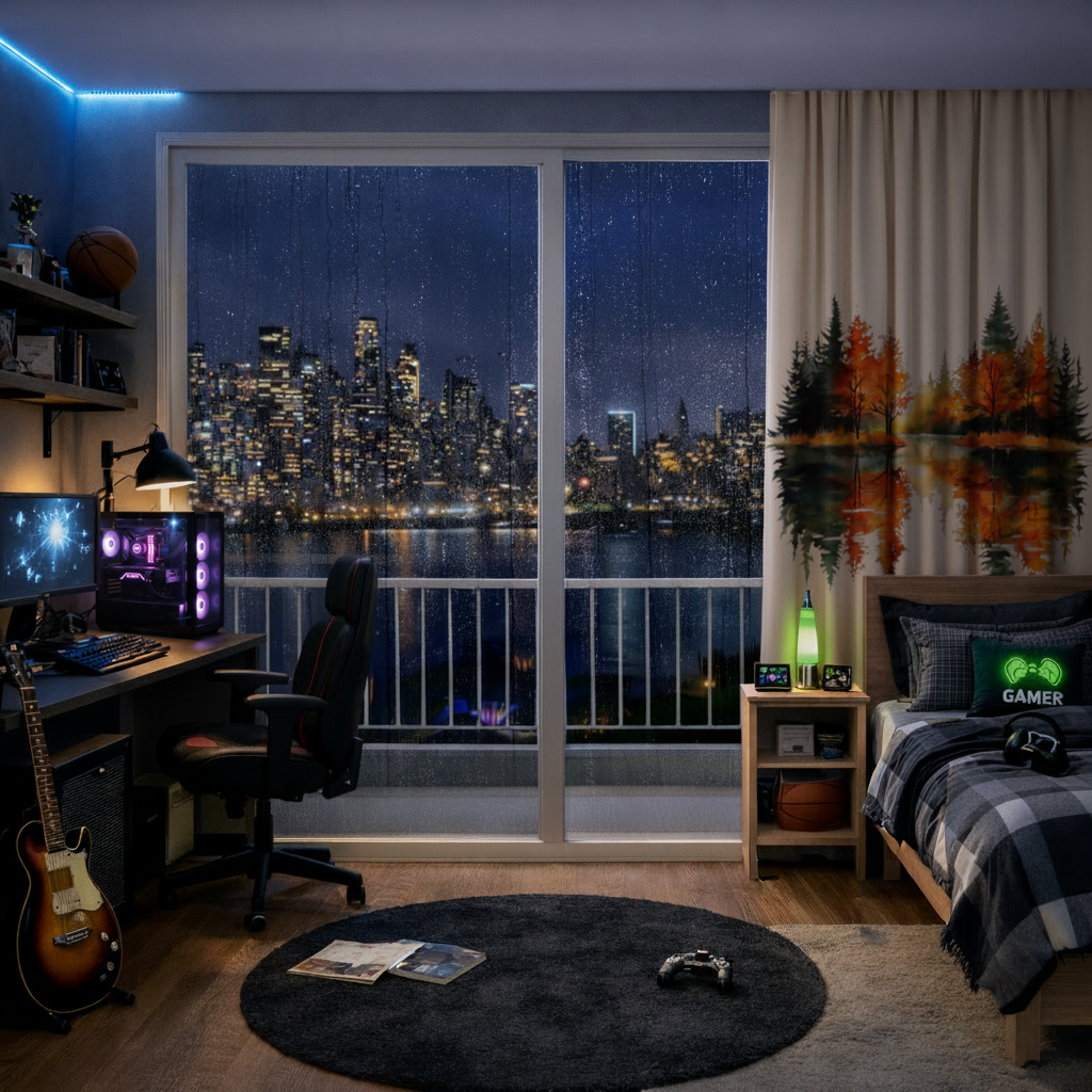 Autumn Forest Lake Reflection Drapes