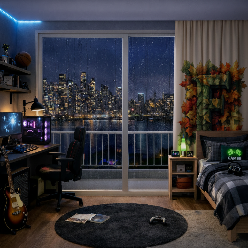 Autumn Leaf Monogram F Drapes