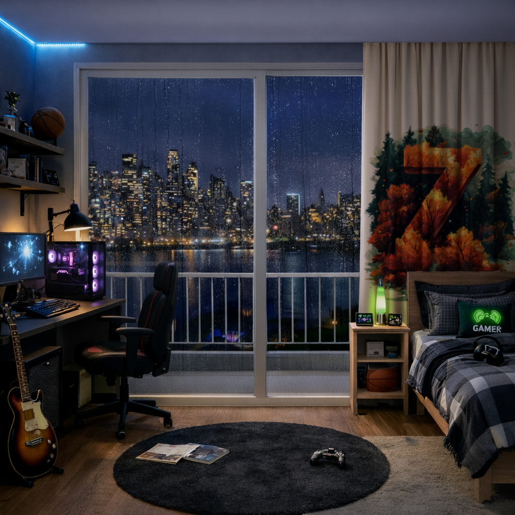 Autumn Leaf Forest Letter Z Drapes