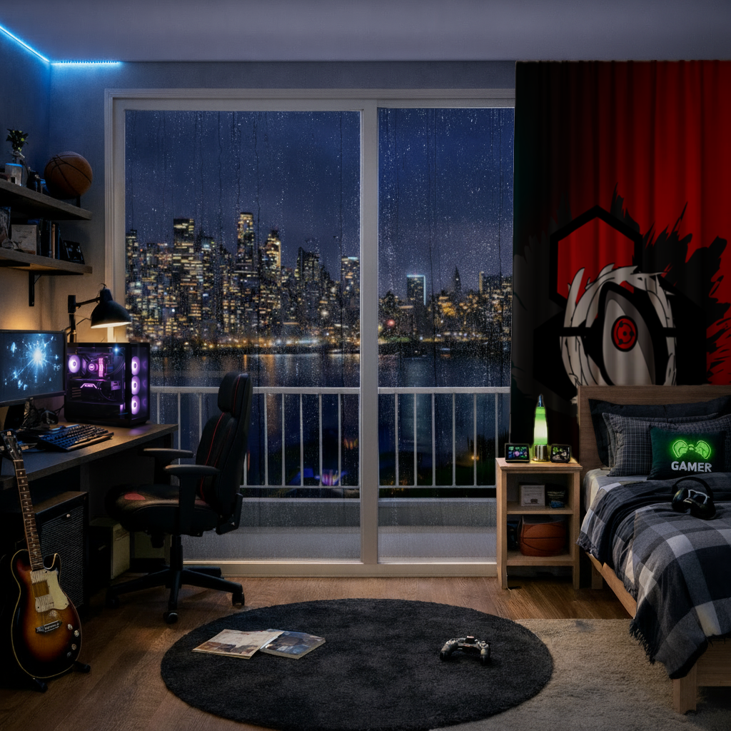 Mystic Red Eye Hexagon Drapes