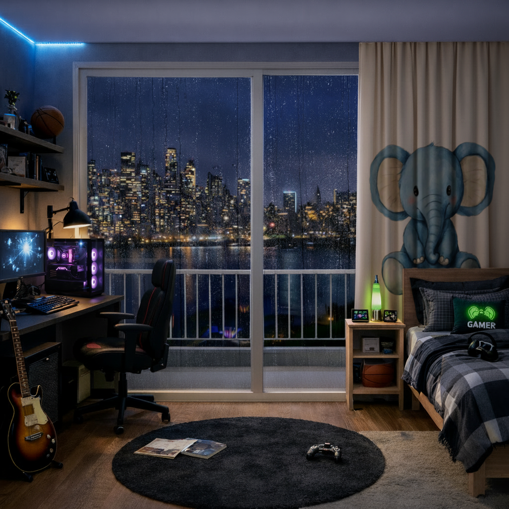 Cute Blue Watercolor Baby Elephant 