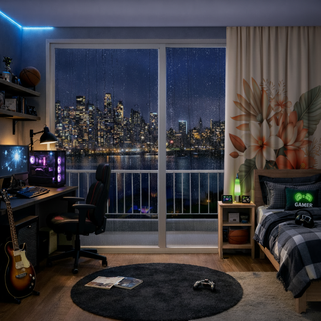 Şeftali Tonlu Tropikal Çiçek Buketi Fon Perde