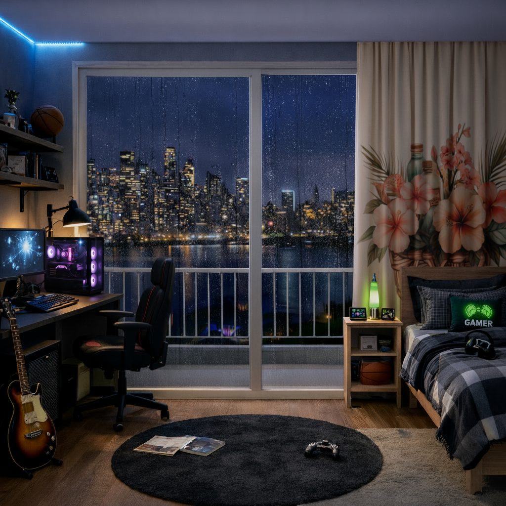 Tropical Hibiscus Flower Woven Basket Drapes