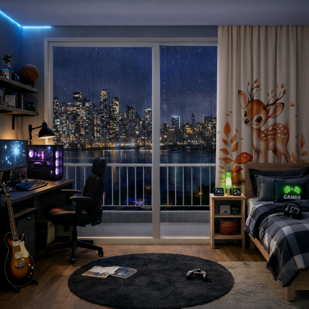 Masalsı Sonbahar Yavru Geyiği Fon Perde