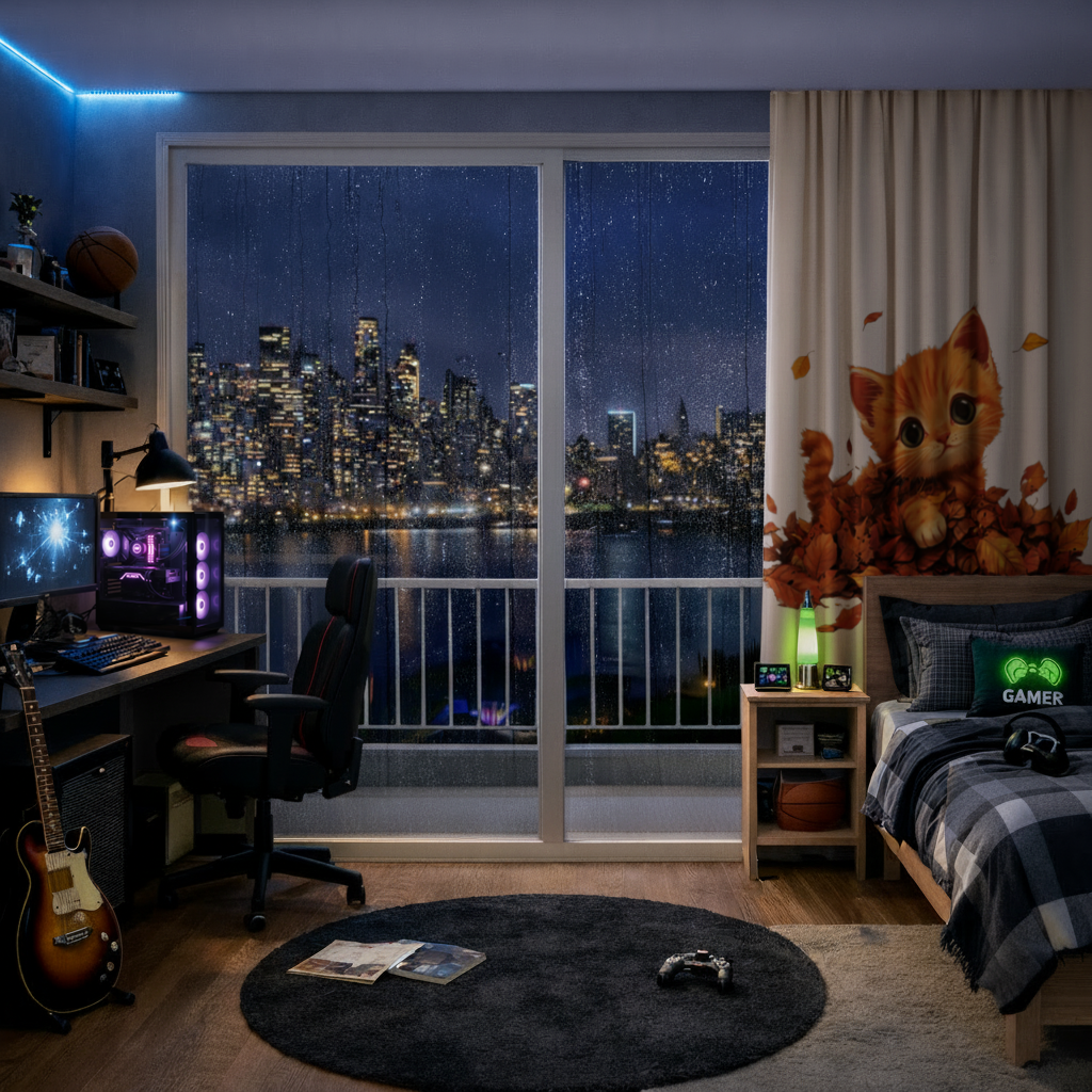 Ginger Kitten in Autumn Leaves 