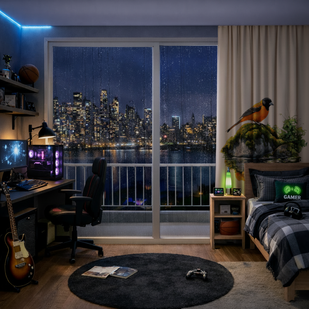 Orange Baltimore Oriole Bird Drapes