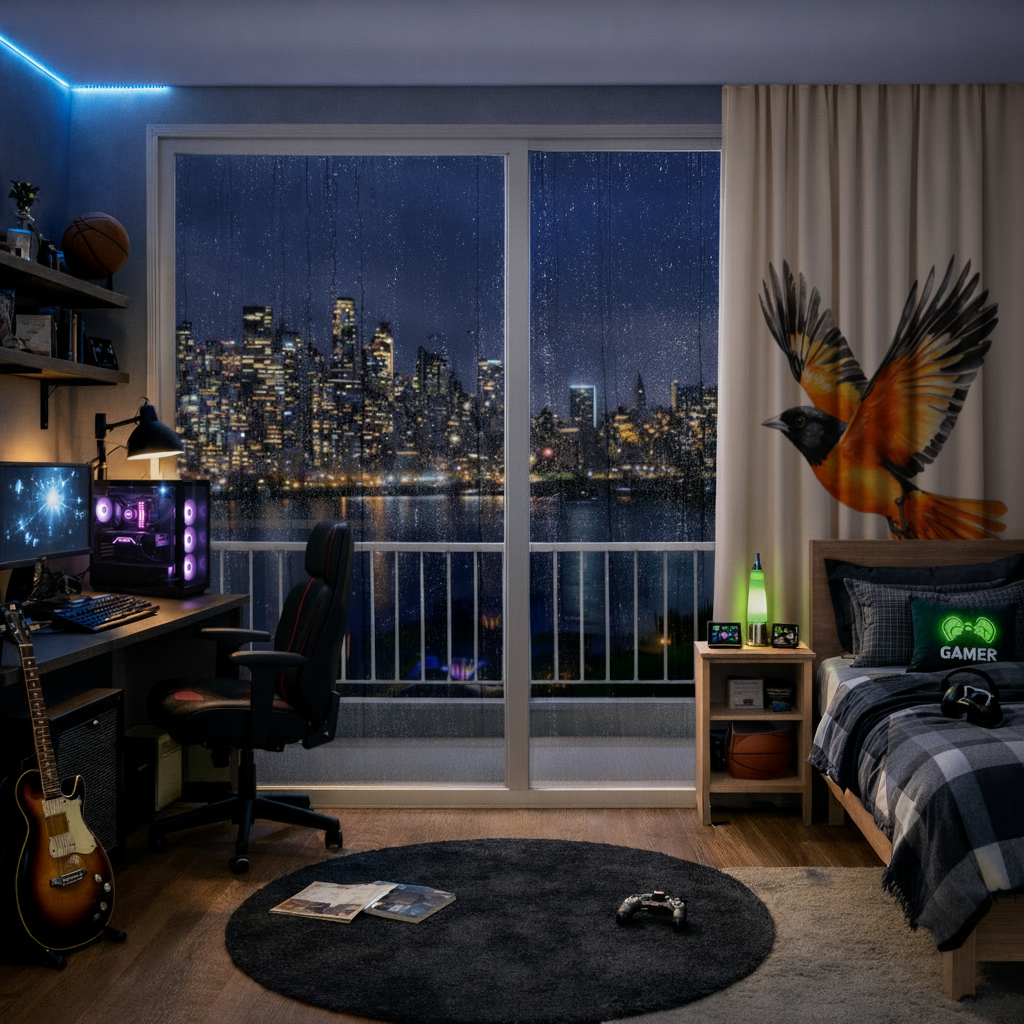 Watercolor Baltimore Oriole Drapes