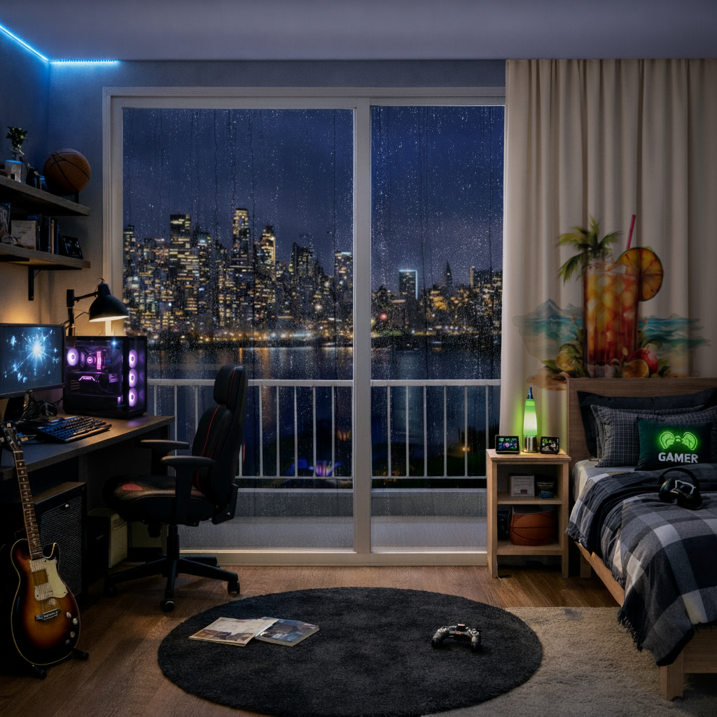 Tropical Island Beach Cocktail with Fruit Drapes