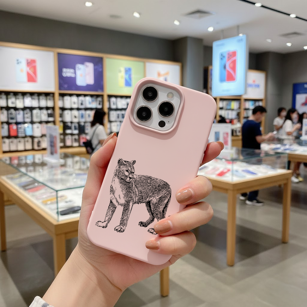 Black and White Wild Cat Sketch Illustration iPhone 16 Pro and Pro Max Case