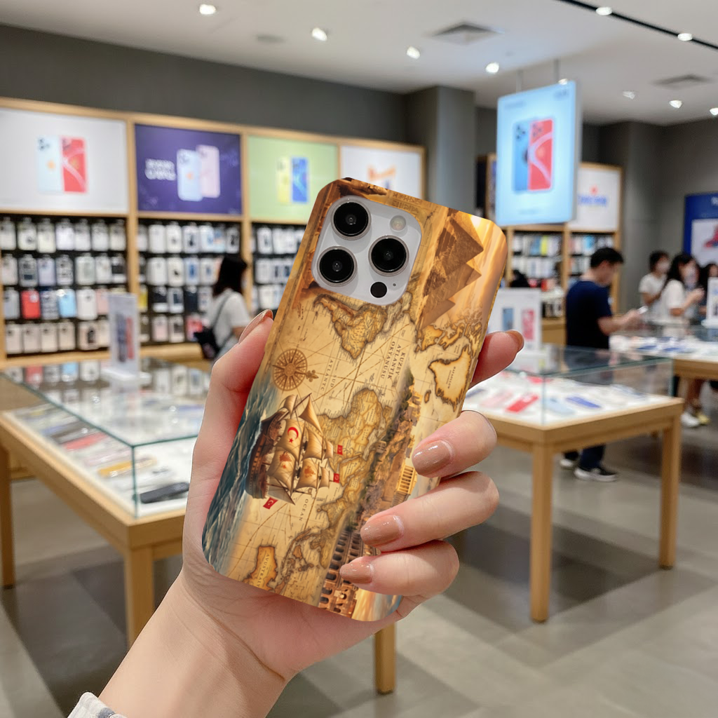 Retro World Map with Ancient Ruins Concept 