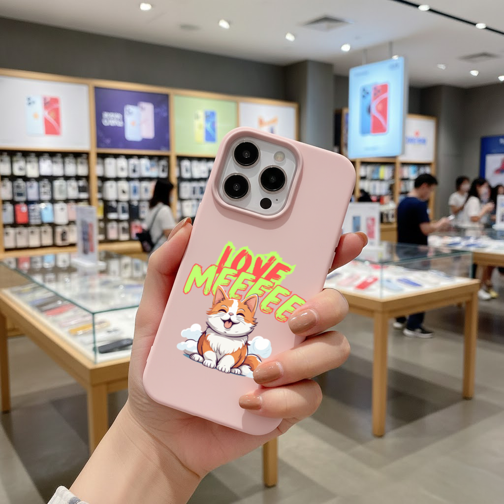 Sevimli Turuncu Kedi Love Me iPhone 16 Pro Max Kılıfı
