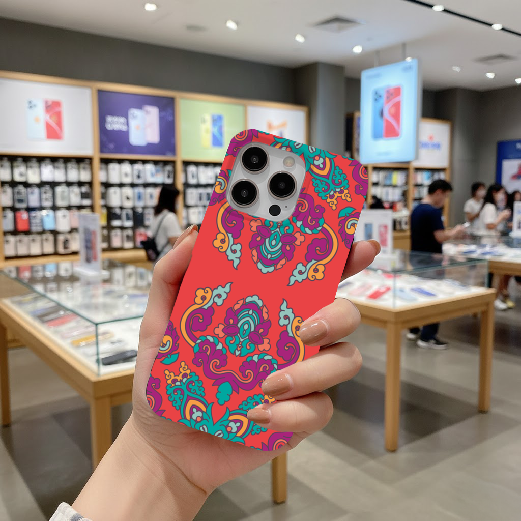 Vibrant Red Oriental Mandala Pattern iPhone 16 Pro and Pro Max Case