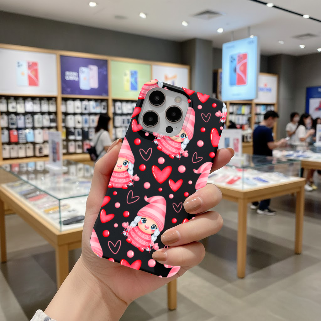 Cute Pink Baby Girl Valentines Day Heart Pattern Design iPhone 16 Pro and Pro Max Case