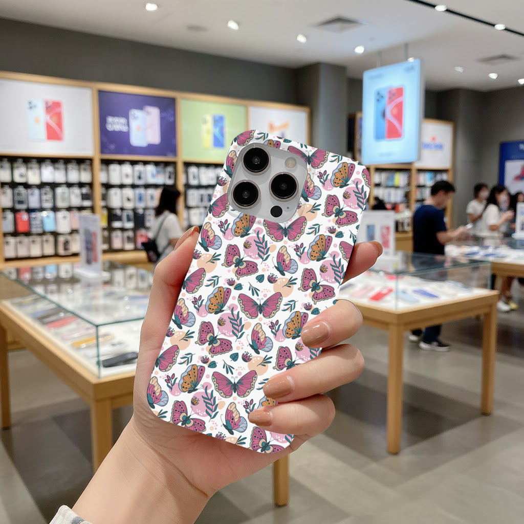 Pastel Butterflies and Botanical Leaves Seamless Pattern iPhone 16 Pro and Pro Max Case