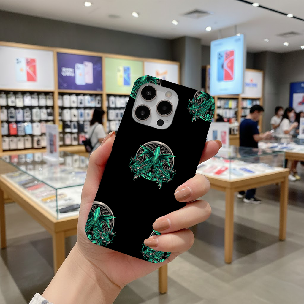 Turquoise Twin Dragon Emblem Design iPhone 16 Pro and Pro Max Case