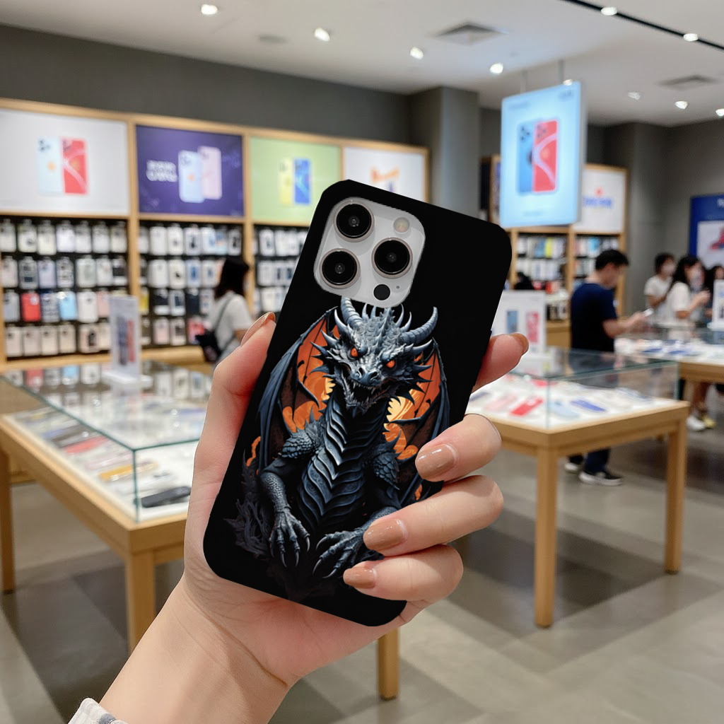 Gothic Fire-Eyed Dragon Illustration iPhone 16 Pro and Pro Max Case
