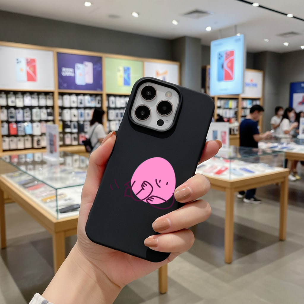 Cute Pink Lying Character Illustration iPhone 16 Pro and Pro Max Case