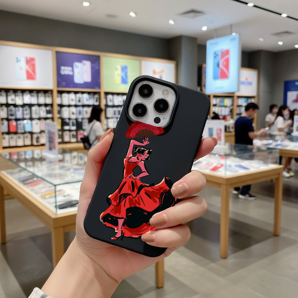 Flamenco Dancer with Fan Illustration iPhone 16 Pro and Pro Max Case