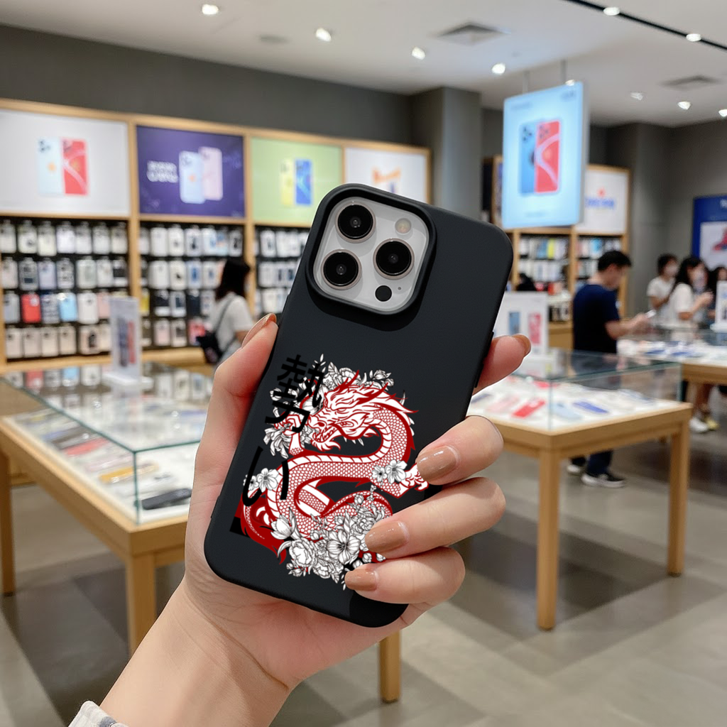 Japanese Dragon with Floral Design iPhone 16 Pro and Pro Max Case