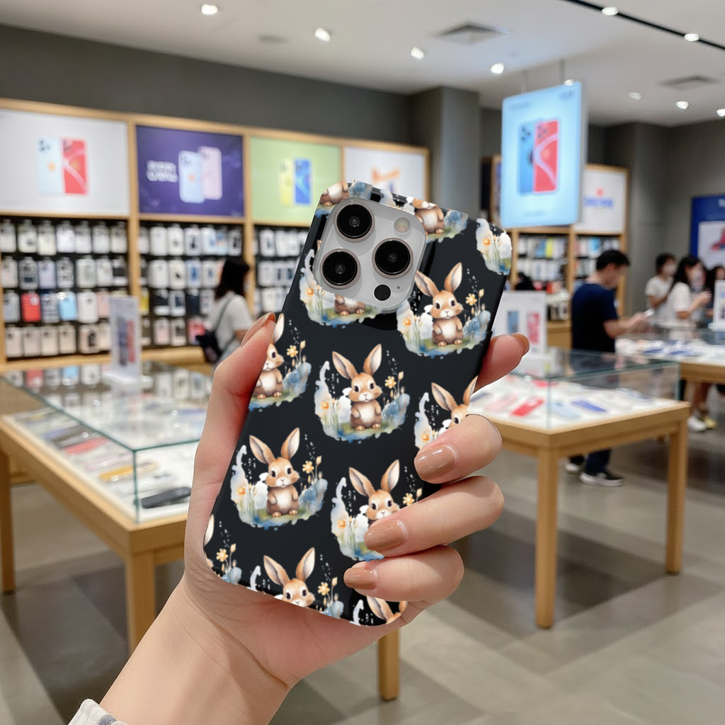 Cute Bunny Watercolor Illustration iPhone 16 Pro and Pro Max Case