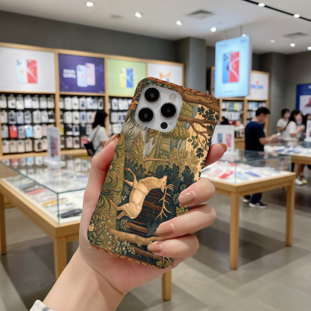 Noble Deer in Forest Landscape Classic Art Illustration iPhone 16 Pro and Pro Max Case