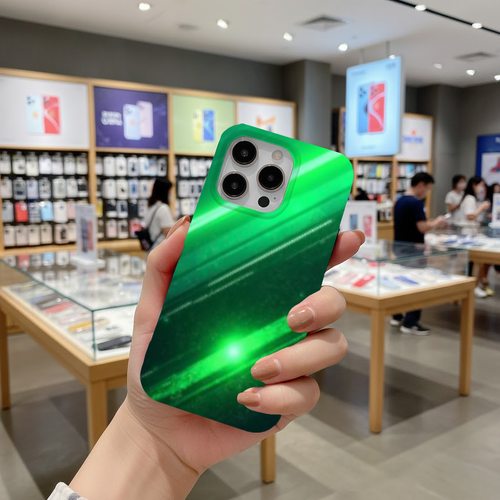 Green bright strips on black background. iPhone 16 Pro and Pro Max Case