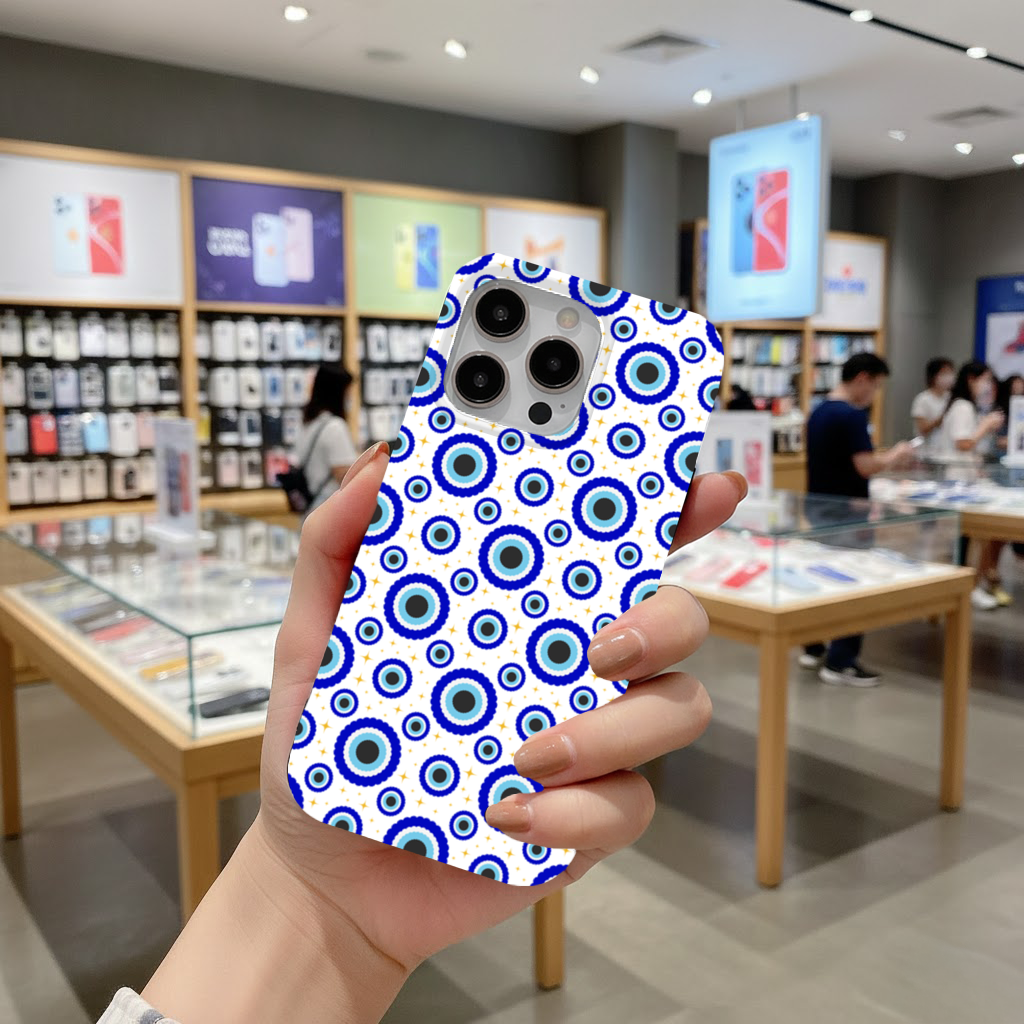 Blue Evil Eye Pattern with Stars iPhone 16 Pro and Pro Max Case