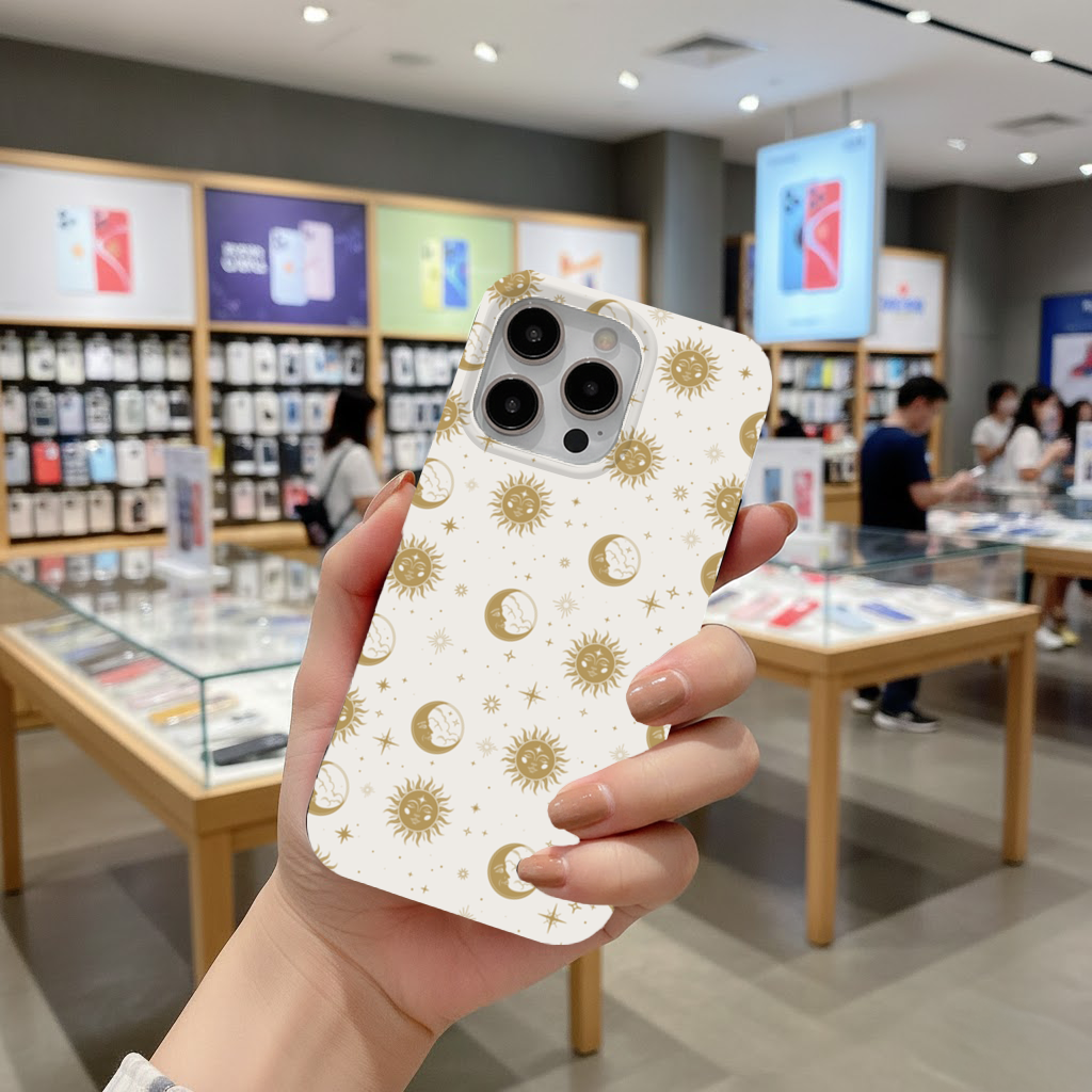 Golden Sun and Moon Mystical Pattern iPhone 16 Pro and Pro Max Case