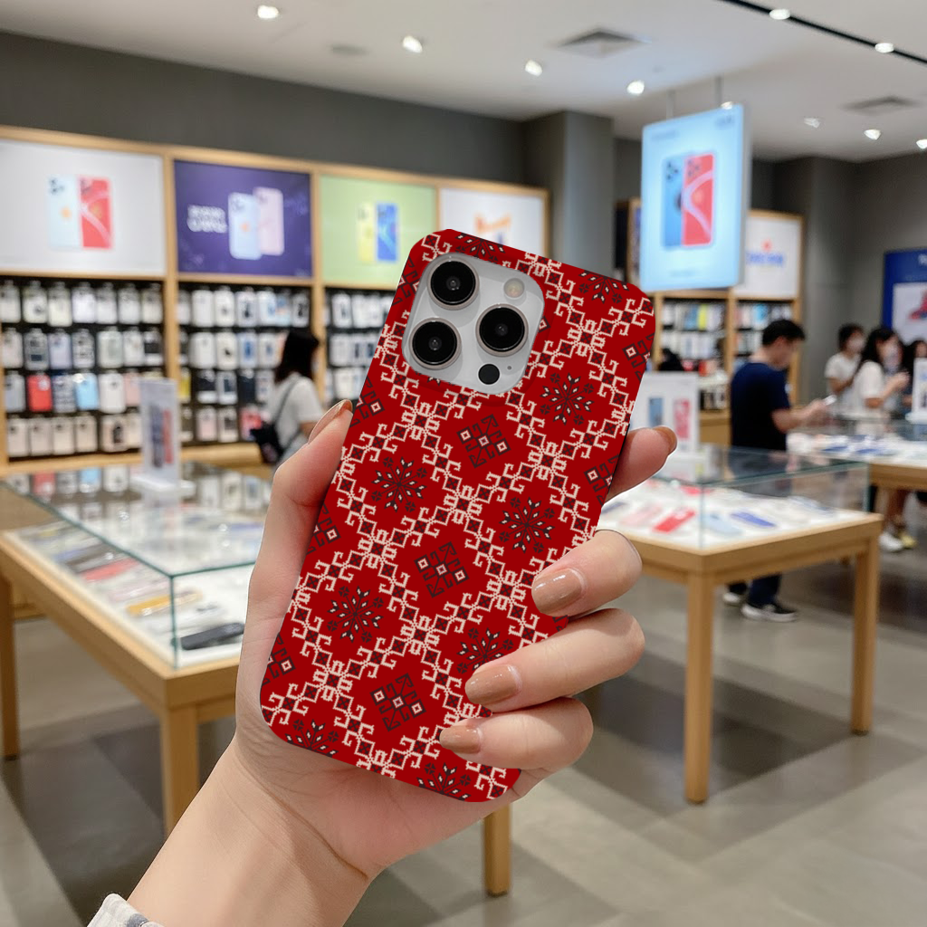 Red Ethnic Embroidery Pattern iPhone 16 Pro and Pro Max Case