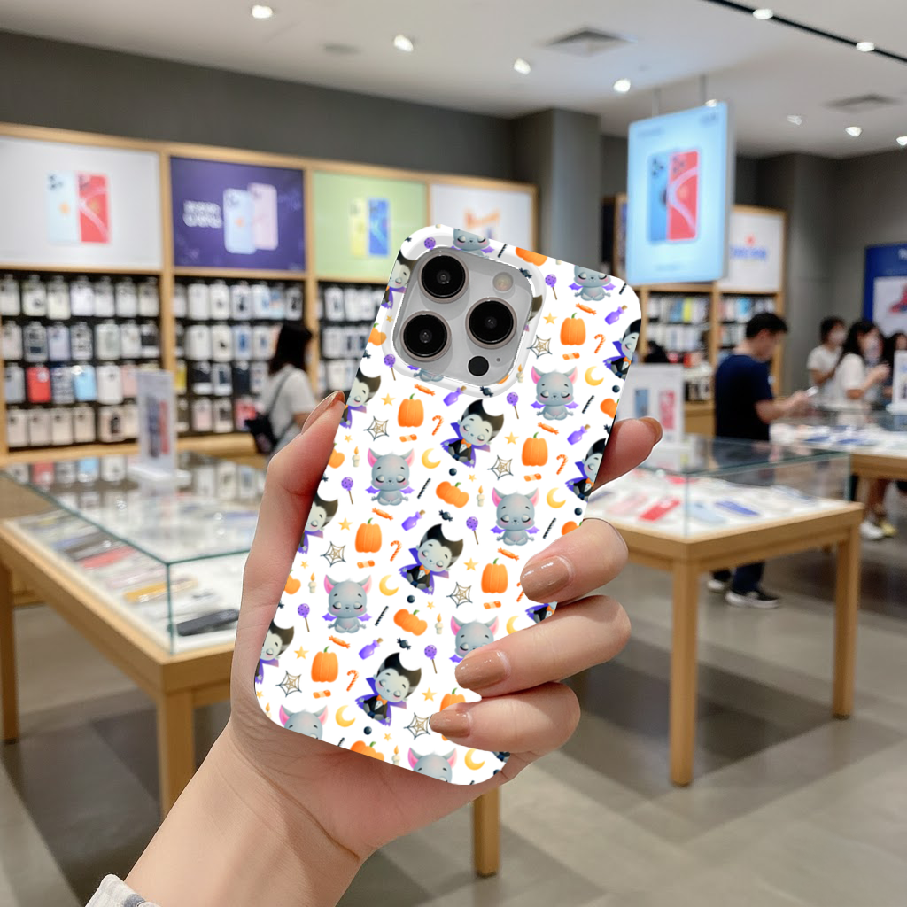 Cute Vampire and Bat Halloween Seamless Pattern iPhone 16 Pro and Pro Max Case