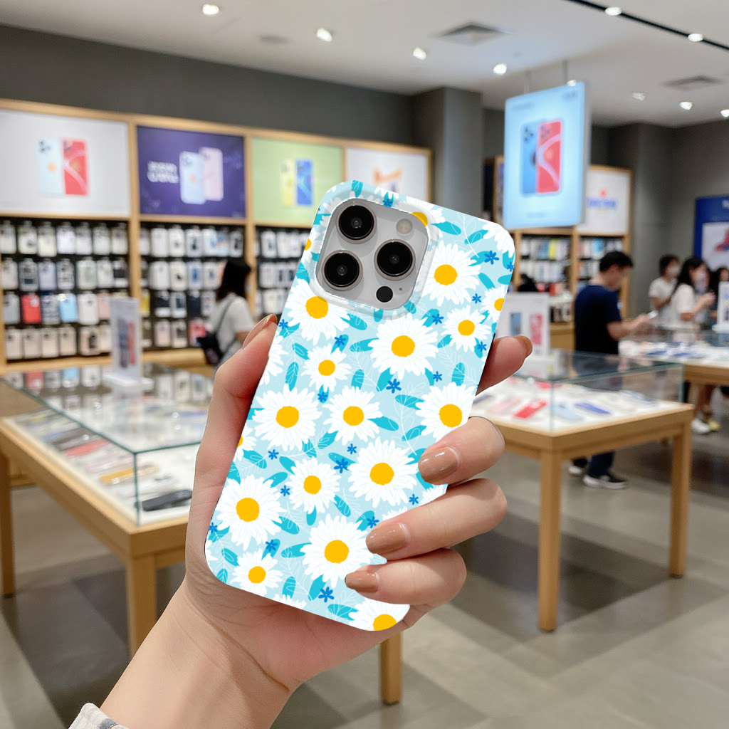 Daisy Garden and Turquoise Leaves Pattern iPhone 16 Pro and Pro Max Case