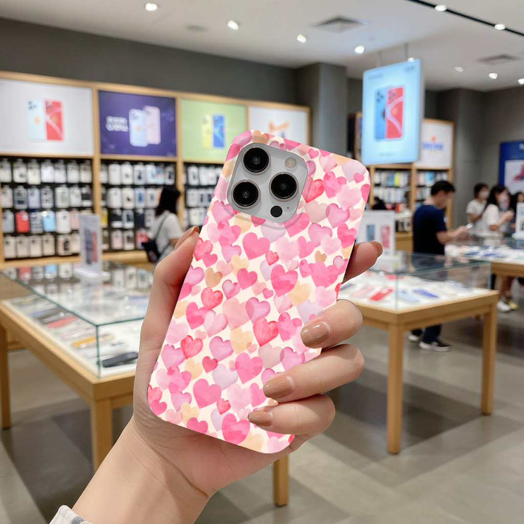 Watercolor Pink Hearts iPhone 16 Pro and Pro Max Case