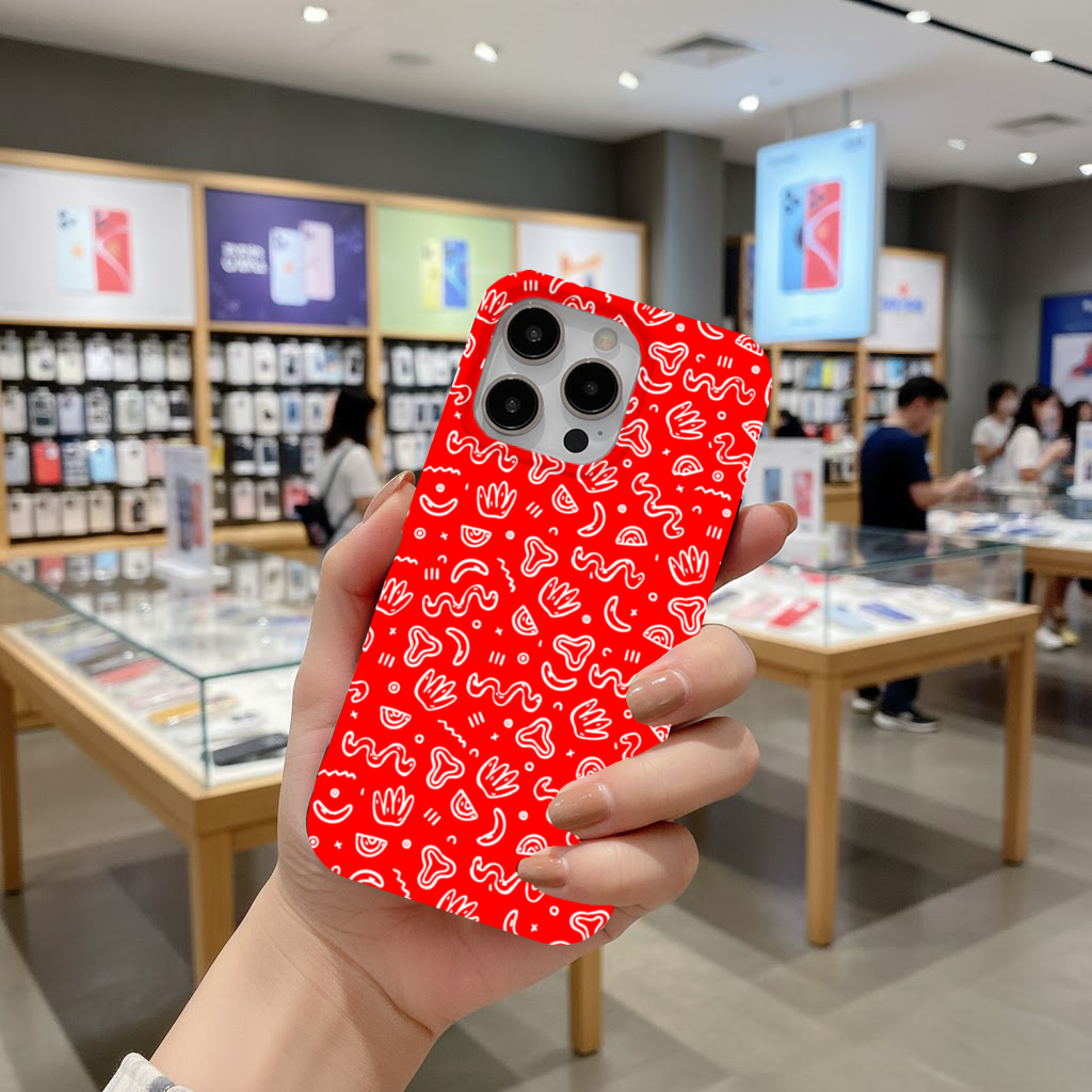 Red Abstract Doodle iPhone 16 Pro and Pro Max Case