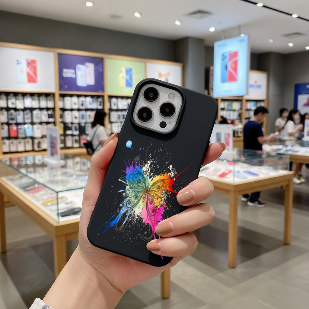 Renkli Suluboya Kelebek iPhone 16 Pro ve Pro Max Kılıfı