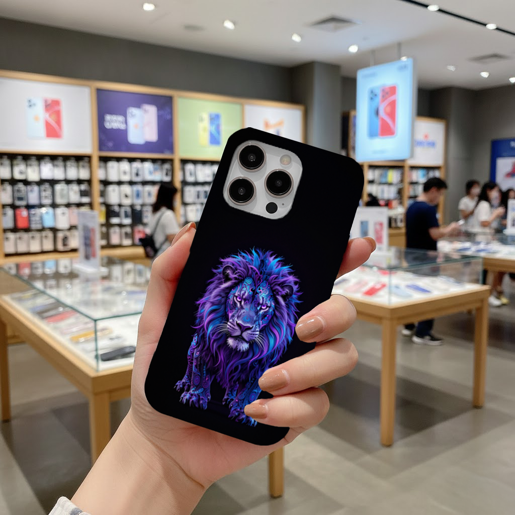Neon Purple Lion iPhone 16 Pro and Pro Max Case