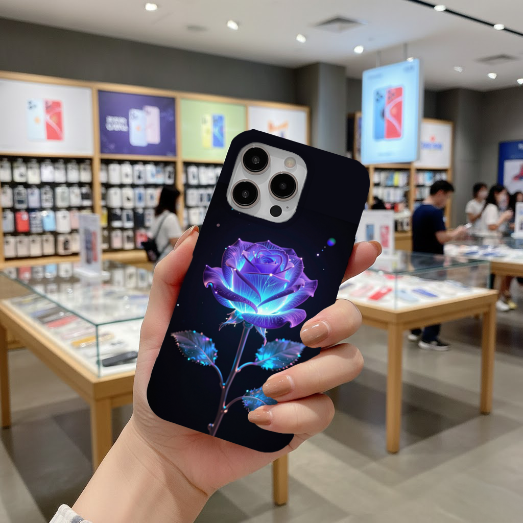 Bioluminescent Neon Rose iPhone 16 Pro and Pro Max Case