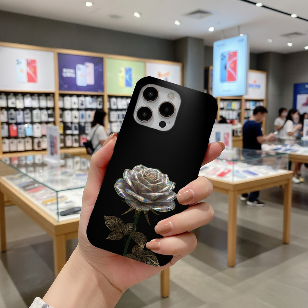 Iridescent Glass Rose Gold Filigree iPhone 16 Pro and Pro Max Case