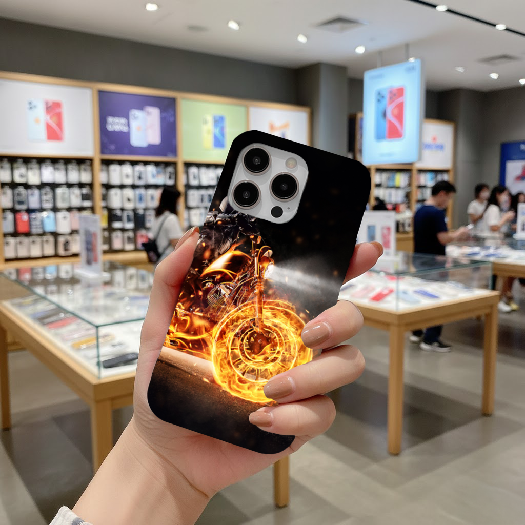 Flaming Motorcycle Rider Night iPhone 16 Pro and Pro Max Case