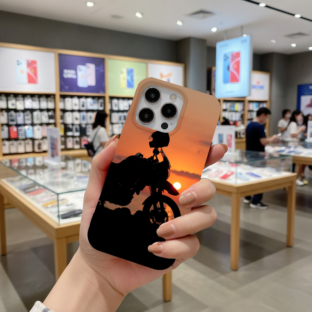 Adventure Motorcycle Sunset Silhouette iPhone 16 Pro and Pro Max Case