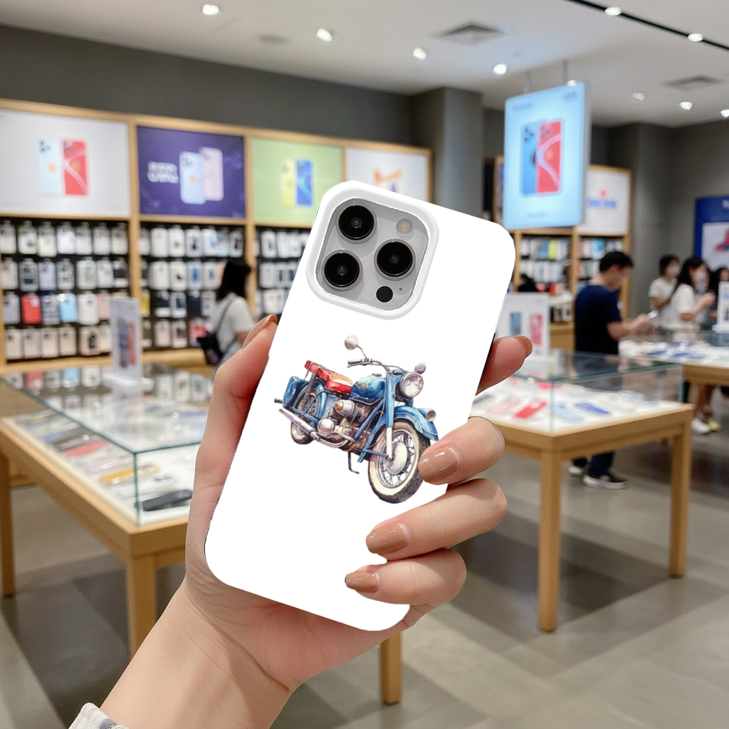 Vintage Blue Classic Motorcycle iPhone 16 Pro and Pro Max Case
