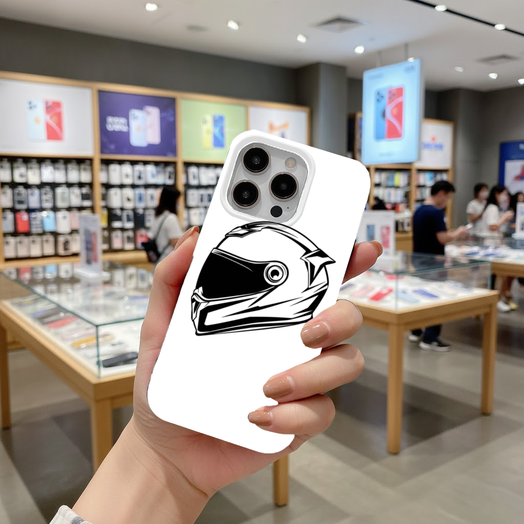 Monochrome Motorcycle Helmet iPhone 16 Pro and Pro Max Case